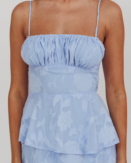 Blue Tiered Maxi Dress