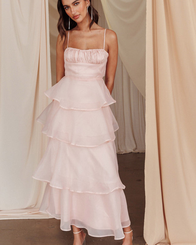 Blush Tiered Midi Dress