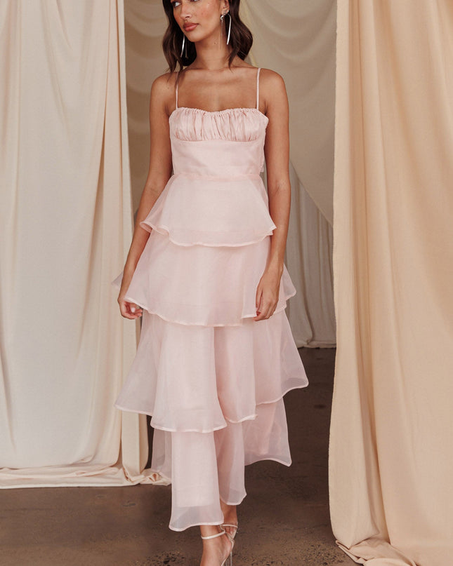 Blush Tiered Midi Dress