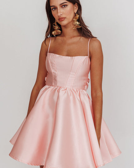 Blush Flared Bow Mini Dress