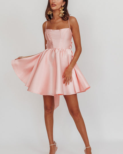 Blush Flared Bow Mini Dress