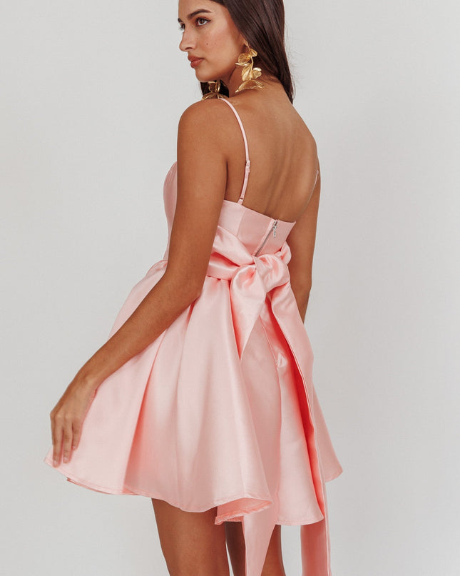 Blush Flared Bow Mini Dress