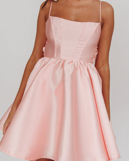 Blush Flared Bow Mini Dress