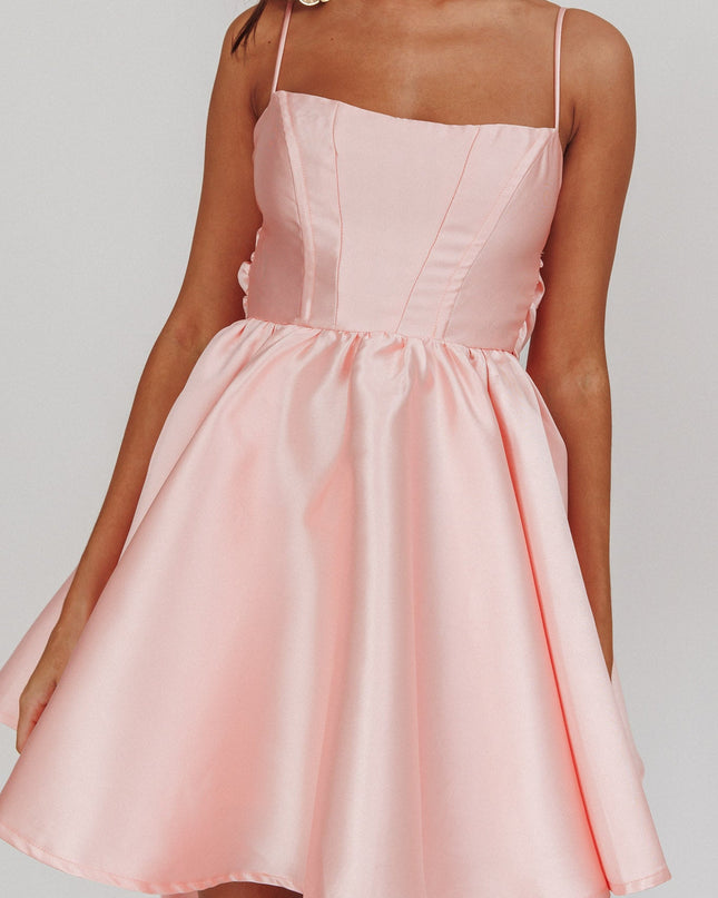 Blush Flared Bow Mini Dress