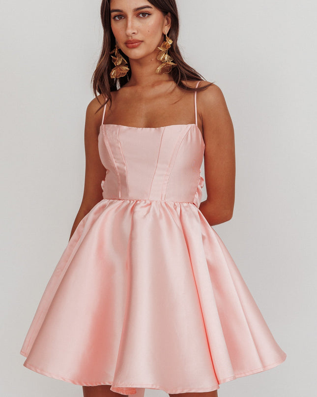 Blush Flared Bow Mini Dress