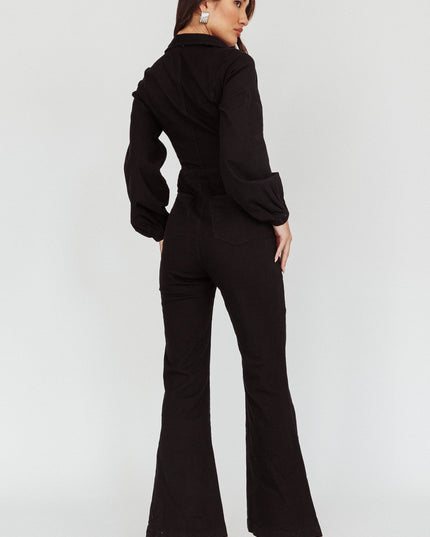 Black Long Sleeve Jumpsuit Denim