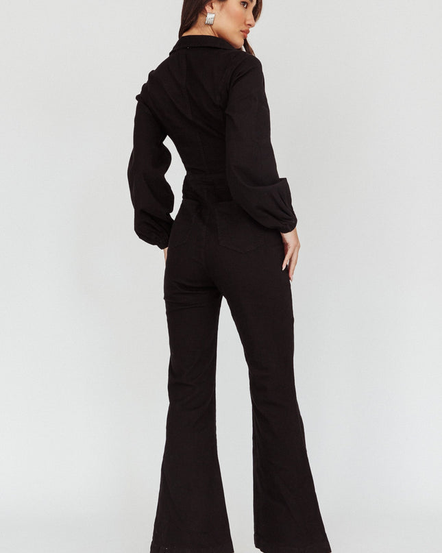 Black Long Sleeve Jumpsuit Denim