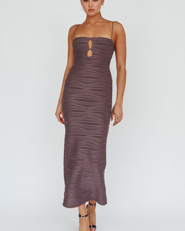 Grey Keyhole Bodice Midi Dress