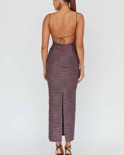 Grey Keyhole Bodice Midi Dress