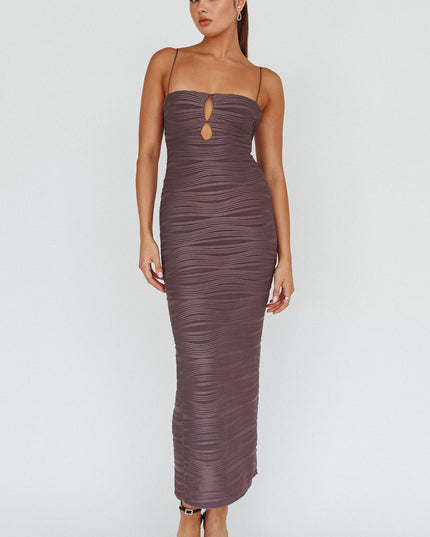 Grey Keyhole Bodice Midi Dress
