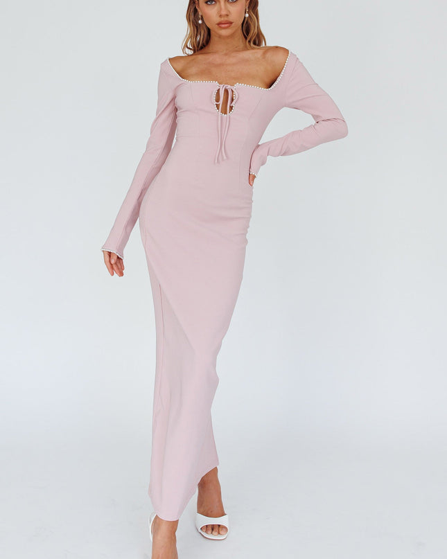 Blush Pearl Detailing Midi Dress