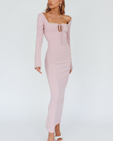 Blush Pearl Detailing Midi Dress
