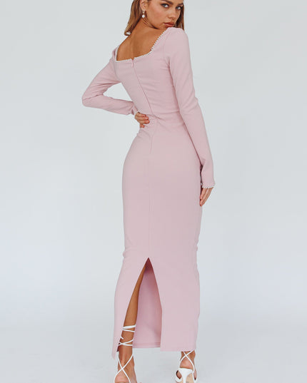 Blush Pearl Detailing Midi Dress