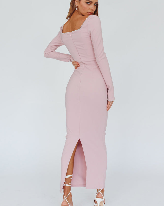 Blush Pearl Detailing Midi Dress