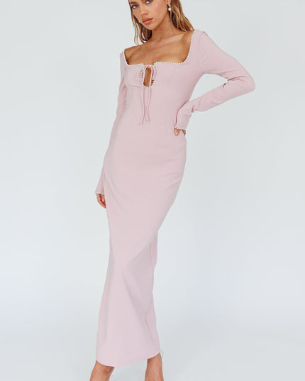 Blush Pearl Detailing Midi Dress