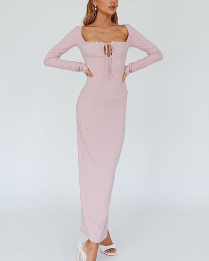Blush Pearl Detailing Midi Dress