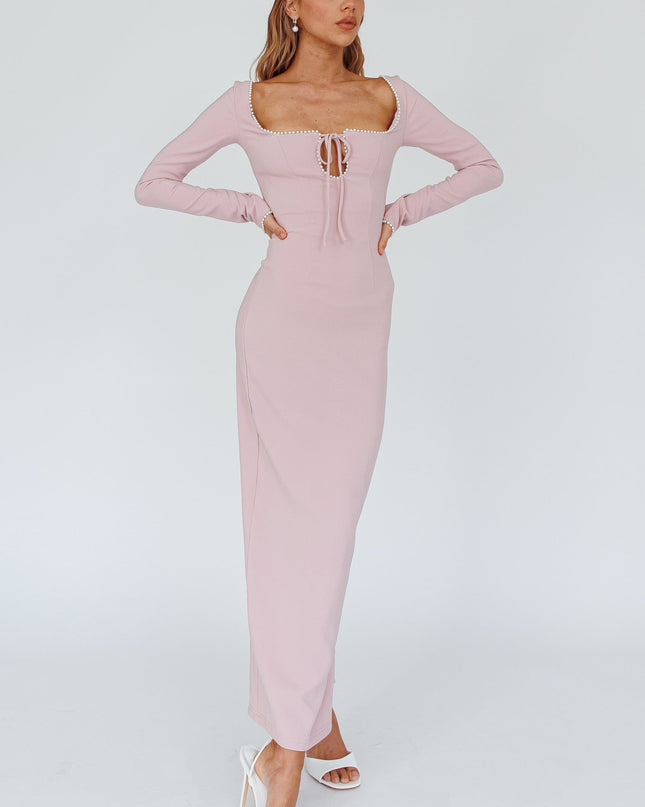 Blush Pearl Detailing Midi Dress