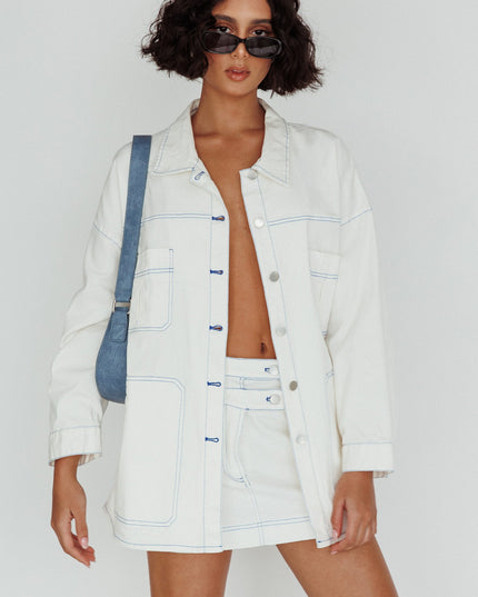 White Band Accent Stitch Mini Skirt