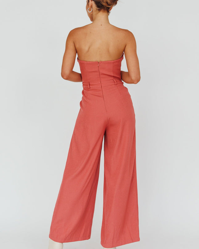 Rose Strapless Belted Waist Jumpsuit