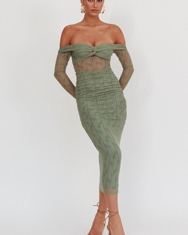 Fern Off-Shoulder Mesh Maxi Dress