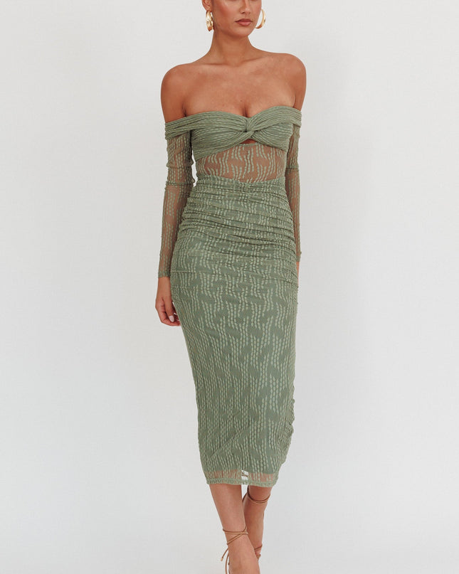 Fern Off-Shoulder Mesh Maxi Dress
