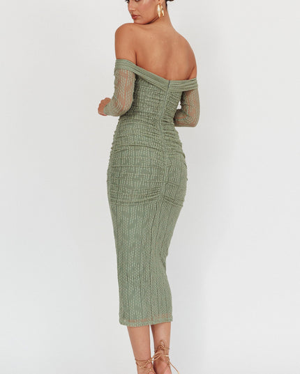 Fern Off-Shoulder Mesh Maxi Dress