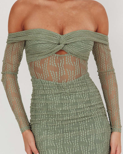 Fern Off-Shoulder Mesh Maxi Dress