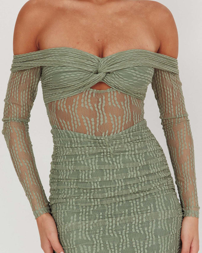 Fern Off-Shoulder Mesh Maxi Dress