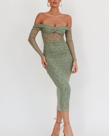 Fern Off-Shoulder Mesh Maxi Dress