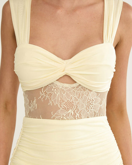 Lemon Twist Bust Lace Maxi Dress