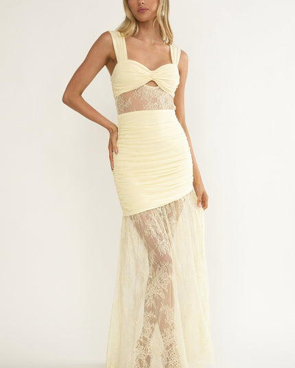 Lemon Twist Bust Lace Maxi Dress