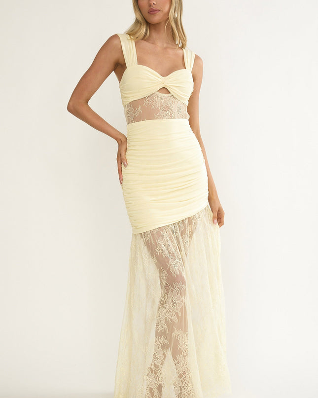 Lemon Twist Bust Lace Maxi Dress