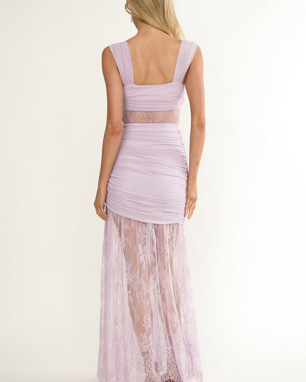 Lilac Twist Bust Lace Maxi Dress