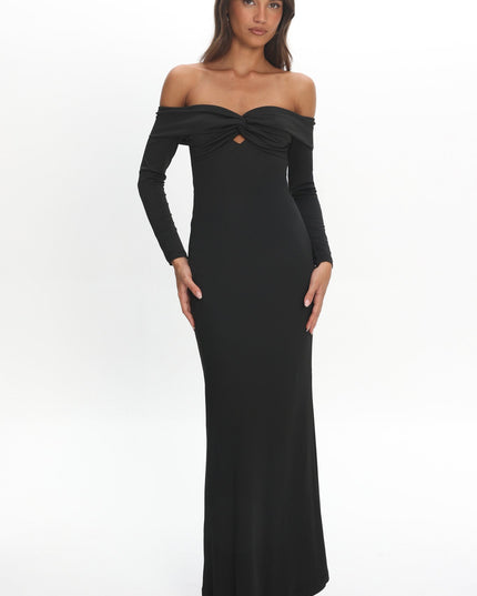 Black Twist Bust Maxi Dress