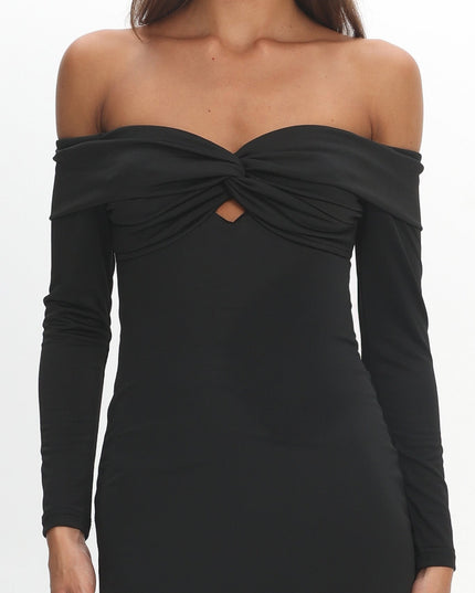 Black Twist Bust Maxi Dress