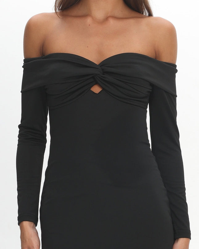 Black Twist Bust Maxi Dress