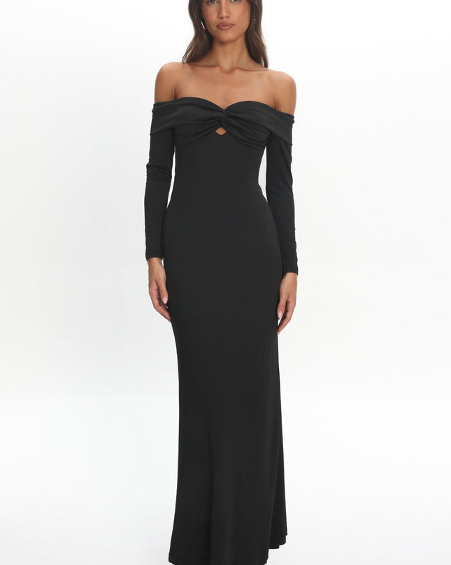 Black Twist Bust Maxi Dress