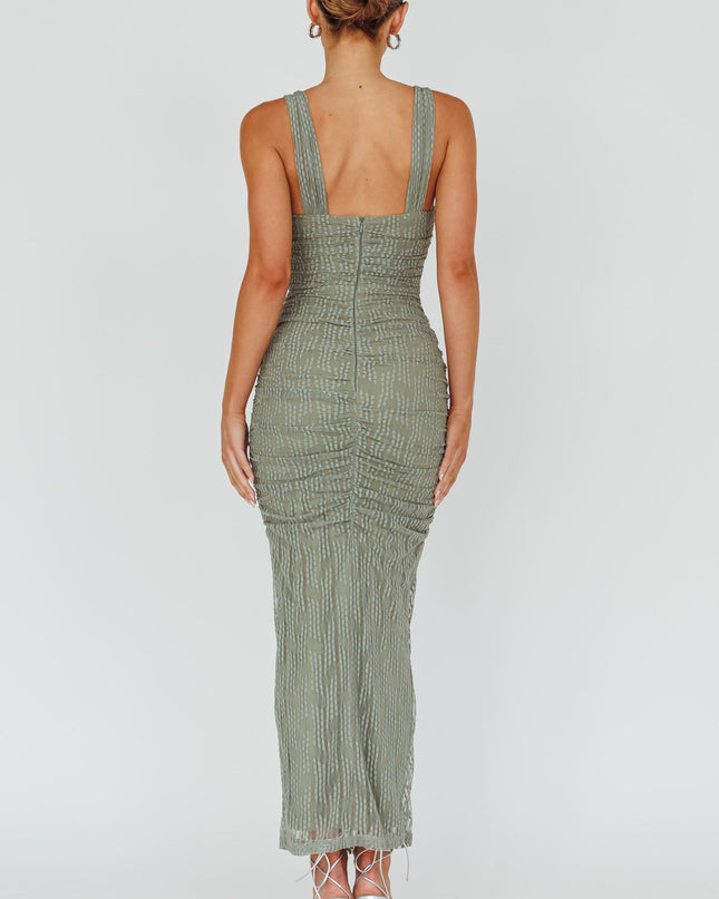 Fern Embroidered Mesh Midi Dress