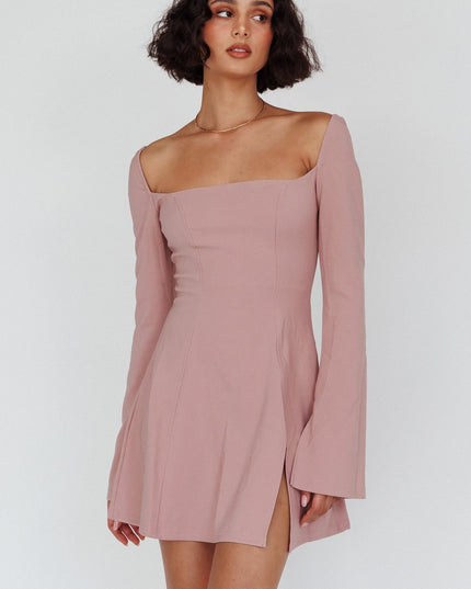Blush Long Sleeve A-Line Mini Dress