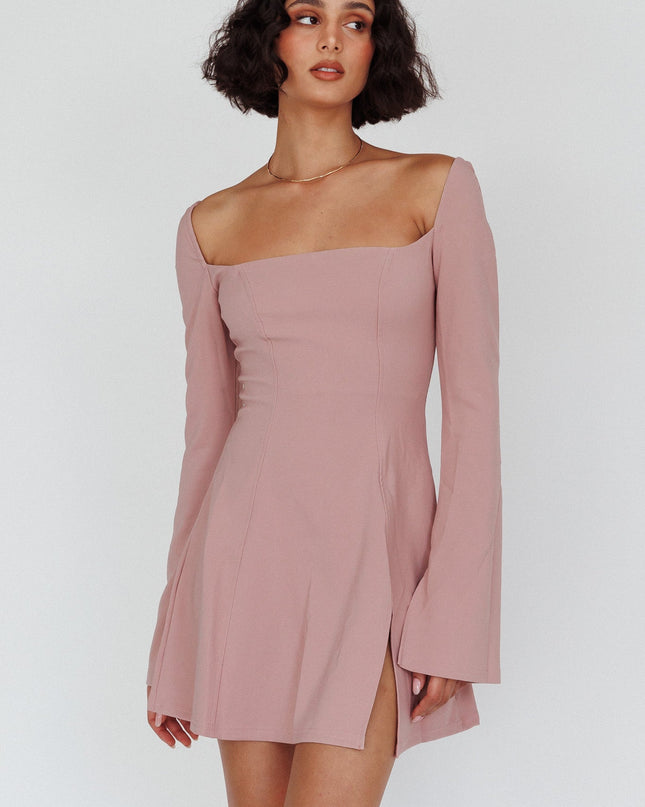 Blush Long Sleeve A-Line Mini Dress