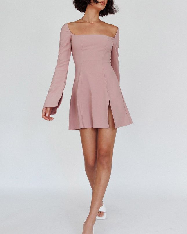 Blush Long Sleeve A-Line Mini Dress