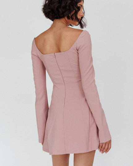 Blush Long Sleeve A-Line Mini Dress