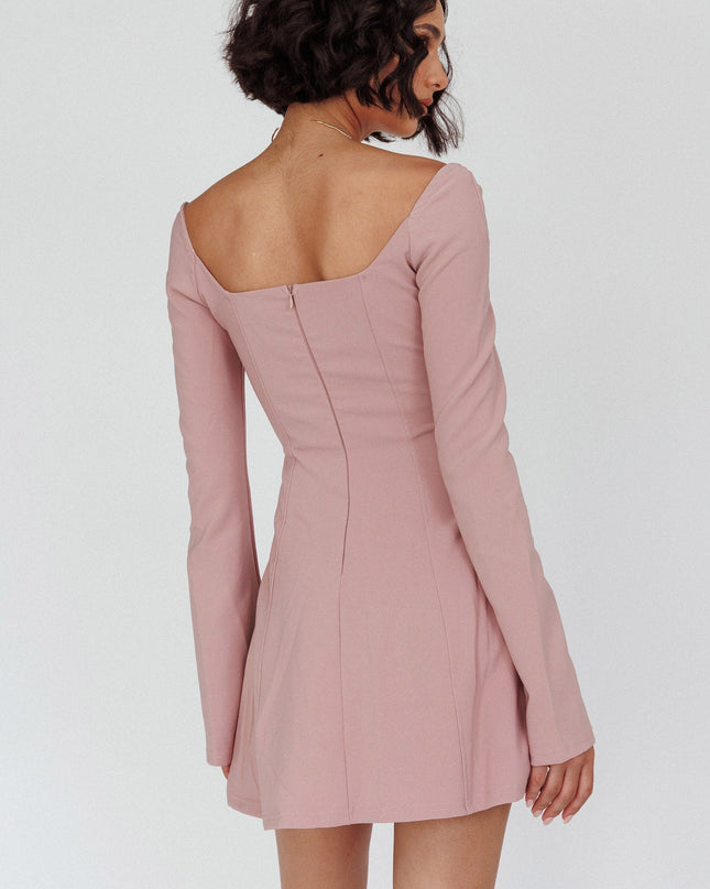Blush Long Sleeve A-Line Mini Dress