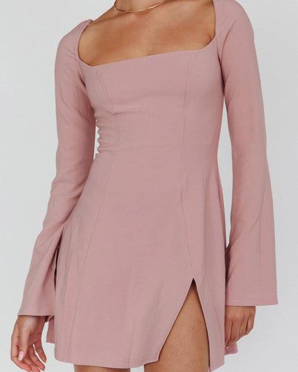 Blush Long Sleeve A-Line Mini Dress