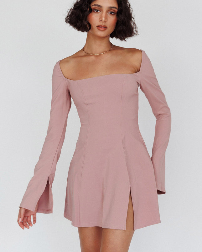 Blush Long Sleeve A-Line Mini Dress