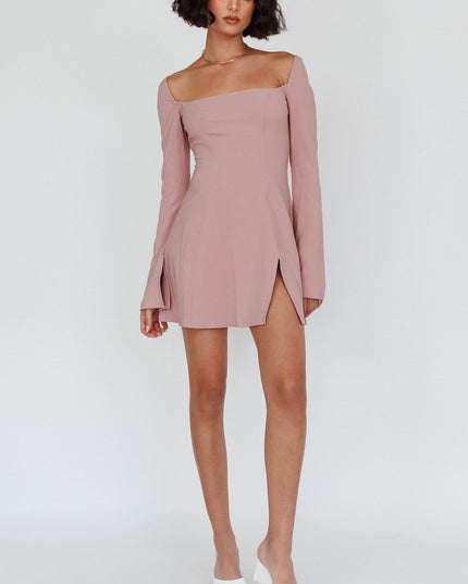 Blush Long Sleeve A-Line Mini Dress
