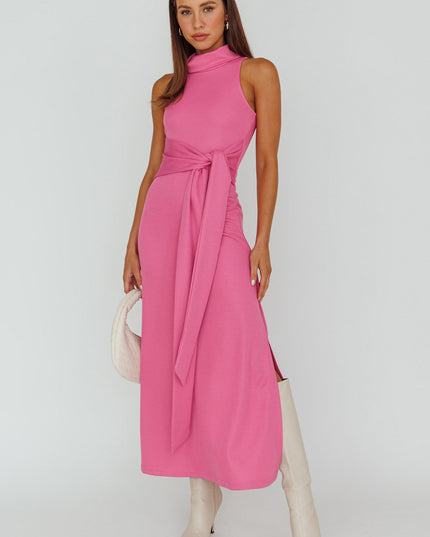Pink Way Sleeveless Turtleneck Dress