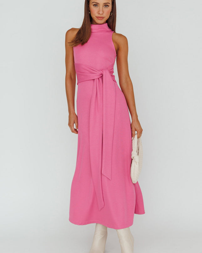 Pink Way Sleeveless Turtleneck Dress