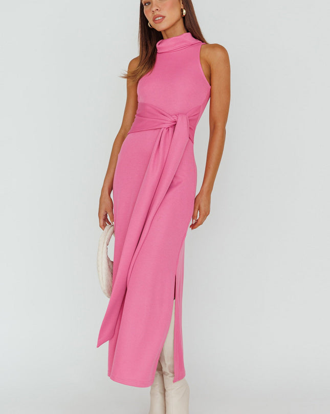 Pink Way Sleeveless Turtleneck Dress