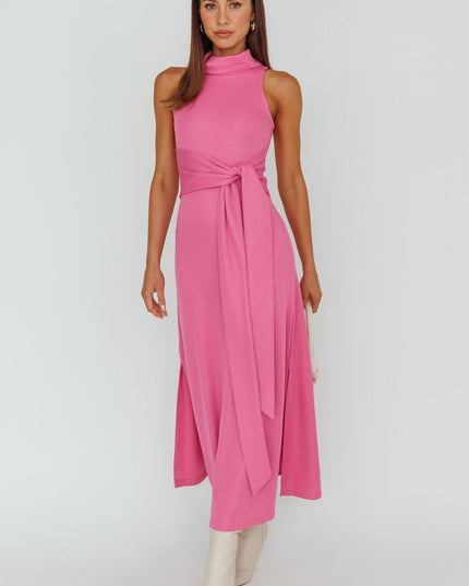 Pink Way Sleeveless Turtleneck Dress